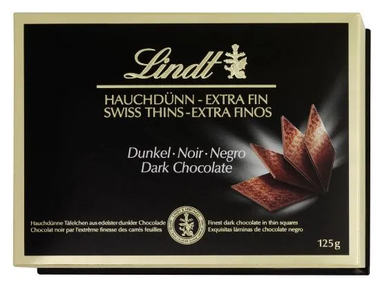 Lindt Swiss Thins tumeda šokolaadi lehed 125g