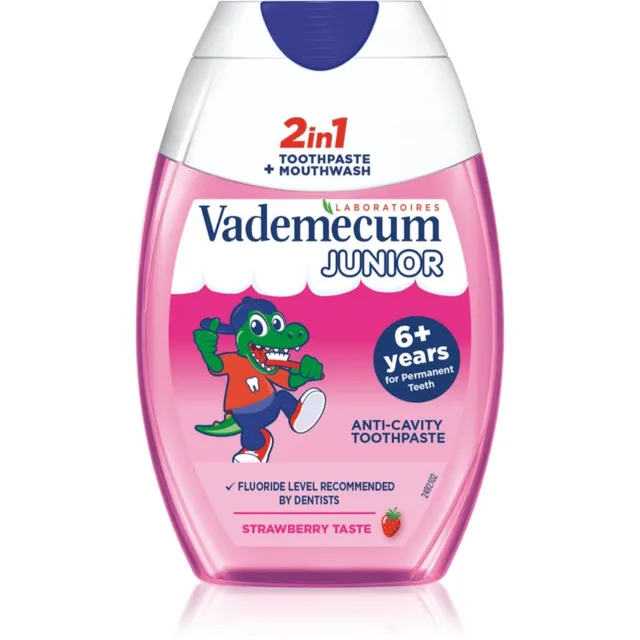 Vademecum Junior 2 in 1 Kaks-ühes hambapasta ja suuvesi lastele vanusele 6+ 75 ml