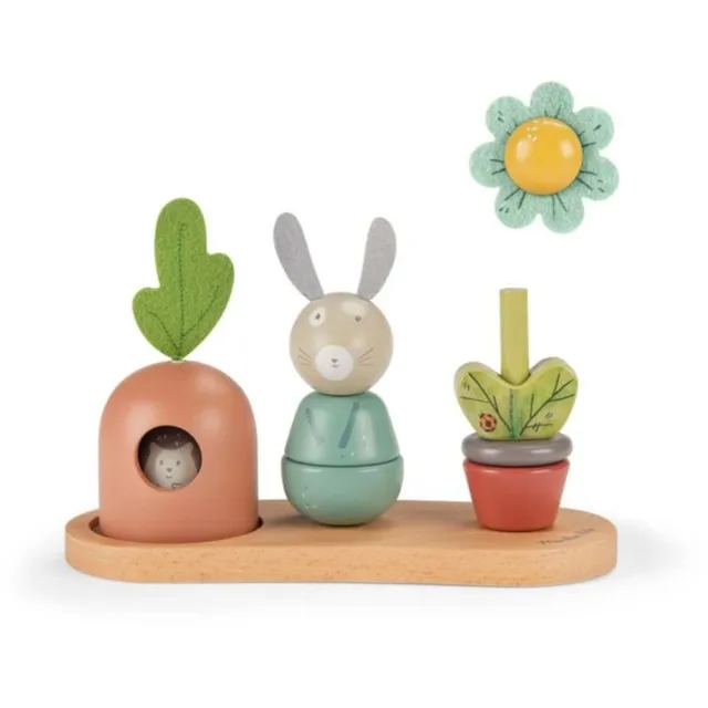 MOULIN ROTY Wooden Stack Up Toy Trois Petits Lapins aktiveeriv mänguasi puidust 12m+ 1 tk
