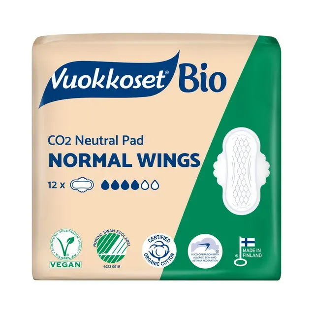 Hügieenisidemed Normal BIO, VUOKKOSET, 12 tk