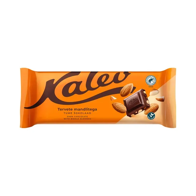 Tume šokolaad tervete mandlitega, KALEV, 190 g