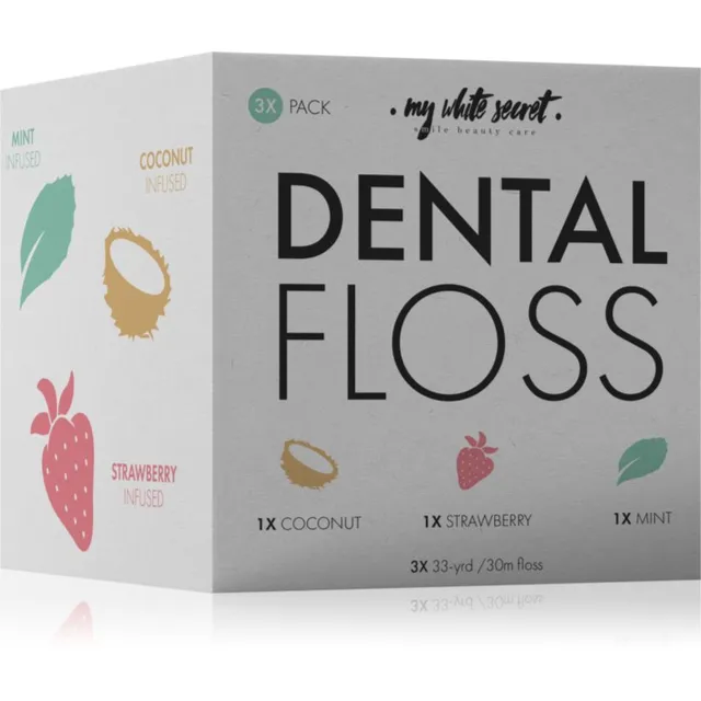 My White Secret Dental Floss Hambaniit Coconut, Mint, Strawberry 3 tk