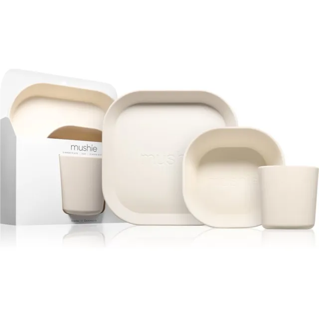 Mushie Dinnerware Set söögiriistade komplekt lastele 6m+ Ivory 3 tk