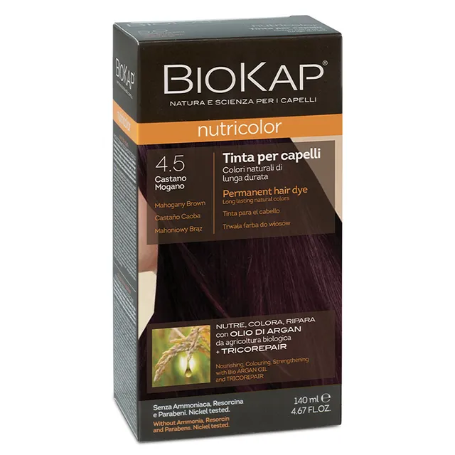 BIOKAP Nutricolor 4.5 Mahogany Brown Permanent Hair Dye 140ml