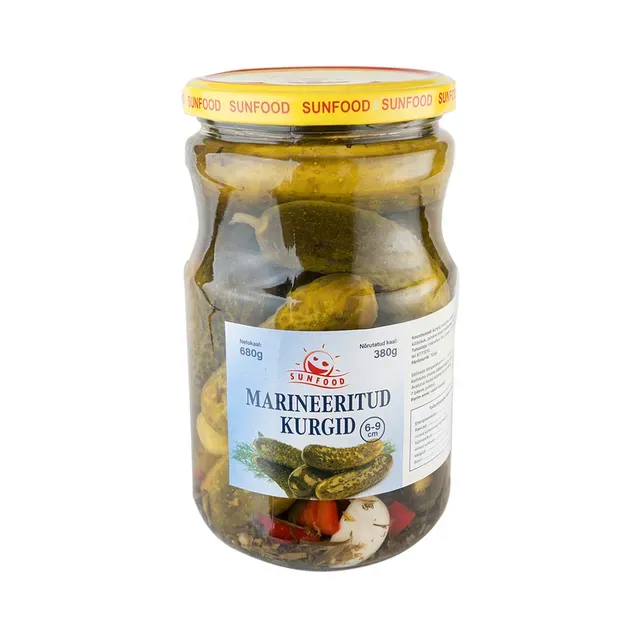 Marineeritud kurgid 6-9 cm, SUNFOOD, 680 g