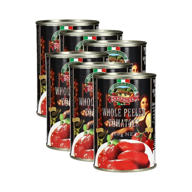 HULGI Kooritud tomatid, 6tk, CAMPAGNA, 6 x 400g (bruto)