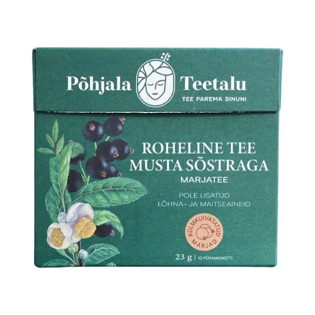Roheline tee mustsõstraga püramiid kotis 10pk, PÕHJALA TEETALU, 23 g
