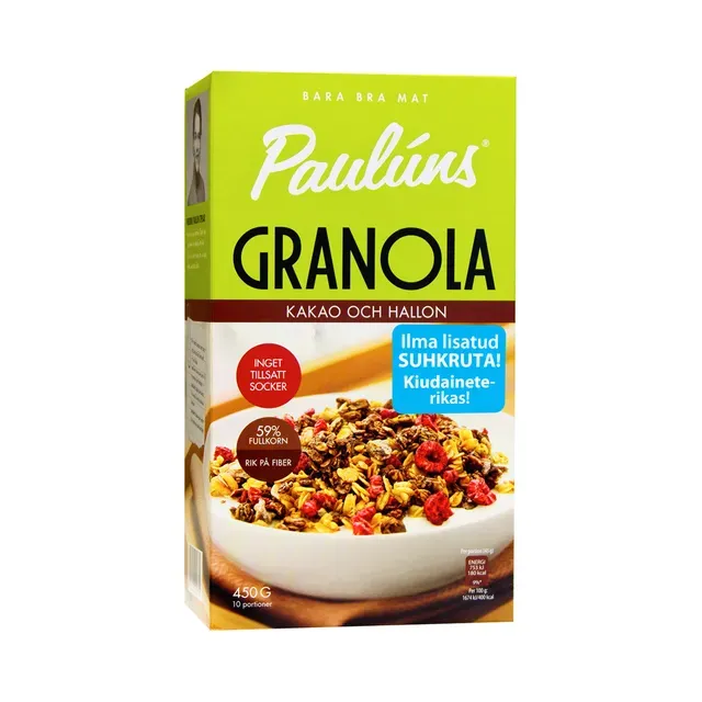 Pauluns Granola Kakao-Vaarikatega 450g
