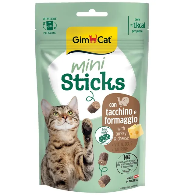 Kassimaius, kalkuniliha ja juustuga, teraviljavaba Mini Sticks (GimCat)