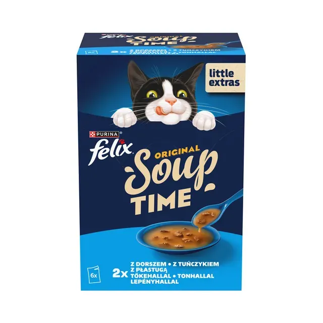 Täiendsööt. Kiisusupp Kalavalik kastmes (tursk, tuunikala, atlandi merilest)6x48g, FELIX,
