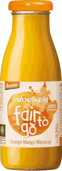 Apelsini, mango ja passionivilja smuuti, biodünaamiline