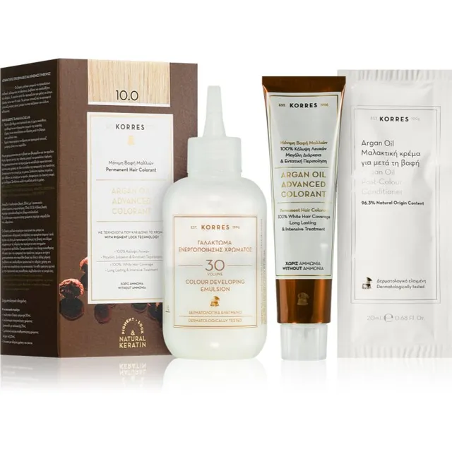 Korres Argan Oil Püsijuuksevärv argaaniaõliga varjund 10.0 Platinum Blonde 50 ml