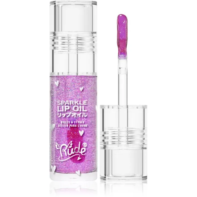 Rude Cosmetics Manga Collection Sparkle Lip Oil Toonitud huuleõli niisutava toimega varjund Grape 4 g