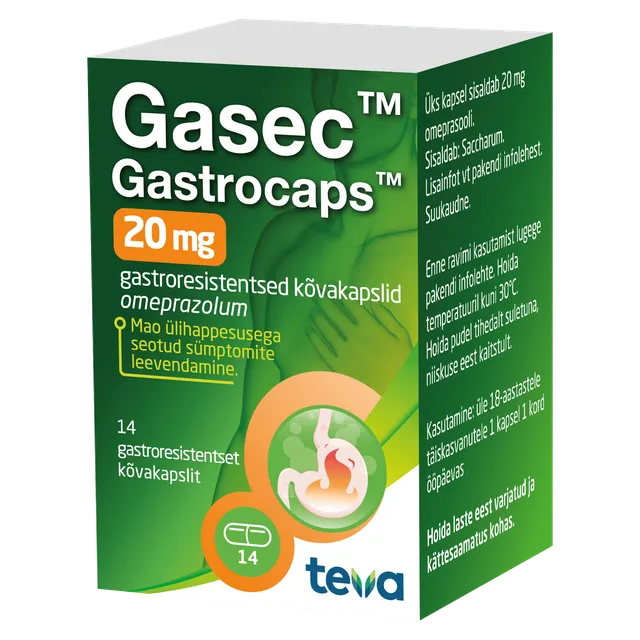 GASEC GASTROCAPS 20 MG GASTRORESIST KÕVAKAPS 20MG N14