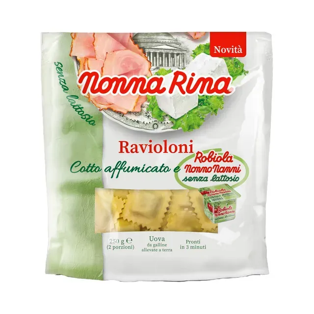 Ravioolid suitsutatud keedusingi ja Robiola juustuga, laktoosivabad, NONNA RINA, 250 g
