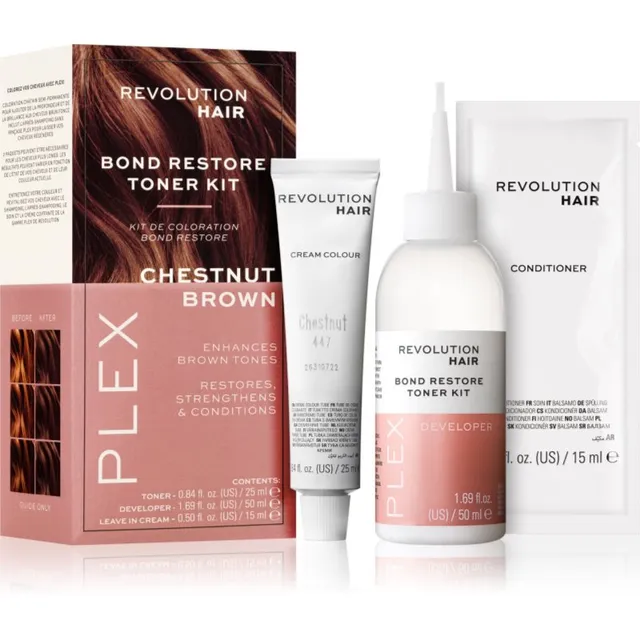 Revolution Haircare Plex Bond Restore Kit komplekt juuksevärvi elavdamiseks varjund Chestnut Brown 1 tk
