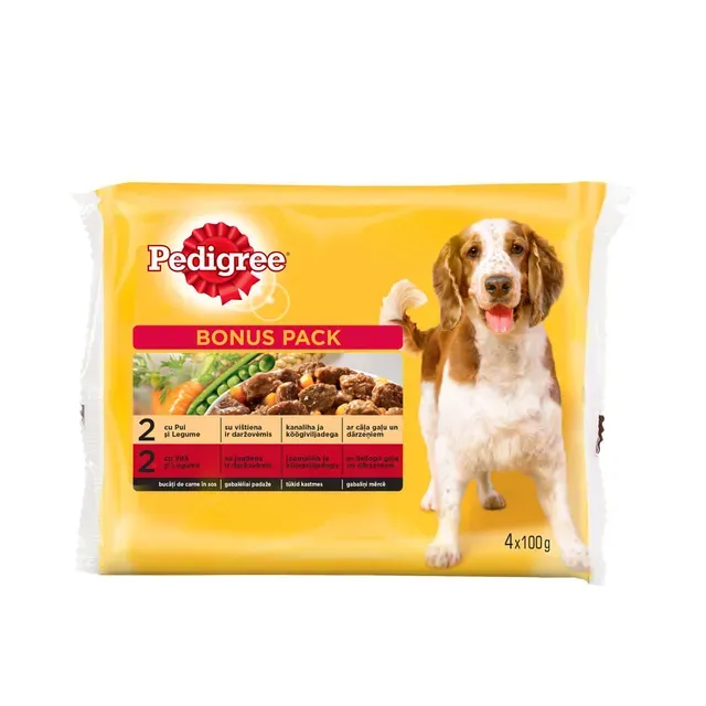 Täistoit.Pedigree koeraeine 4-pakk, PEDIGREE, 400g