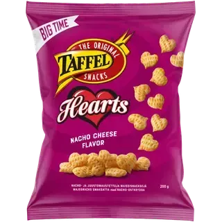Nacho-juustumaitselised maisisnäkid Hearts, TAFFEL, 200 g