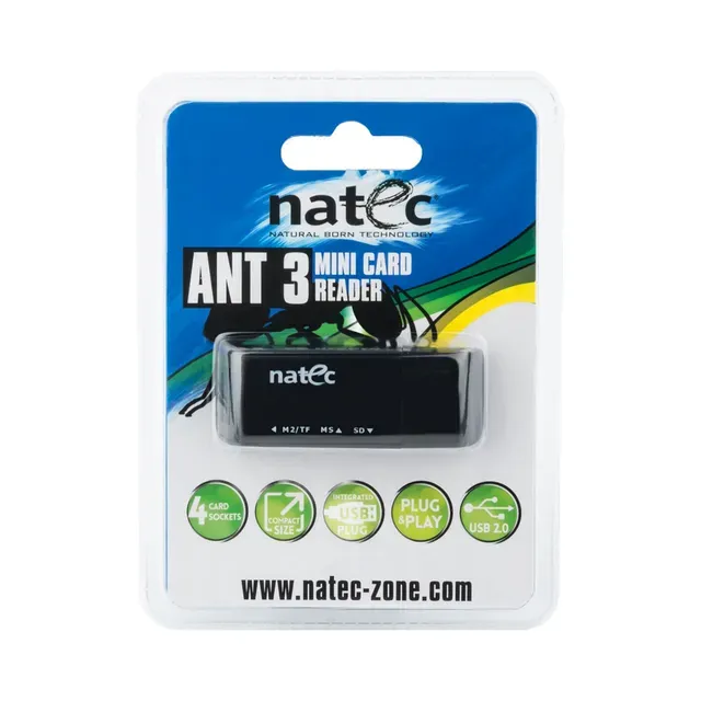 Mälukaardilugeja Mini ANT 3, must, NATEC, 1 tk