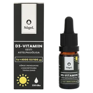 D-vitamiin Eesti astelpajuõliga 4000 IU, NÔGEL, 10 ml