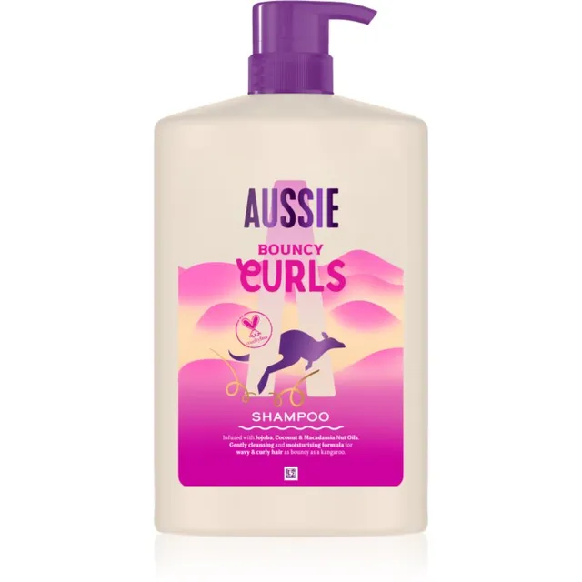 Aussie Bouncy Curls intensiivselt niisutav šampoon lainelistele ja lokkis juustele 1000 ml