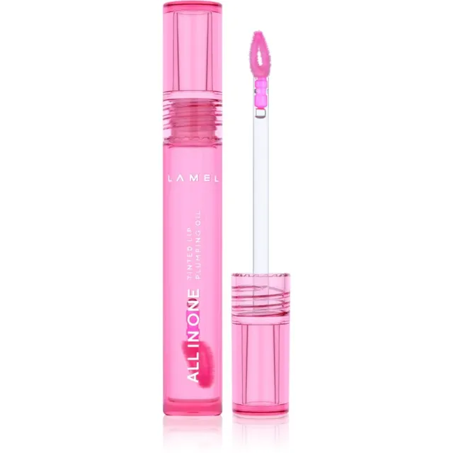 LAMEL All in One Lip Tinted Plumping Oil Toonitud huuleõli maksimaalse kohevuse jaoks № 402 Pink Sparkle 3 ml