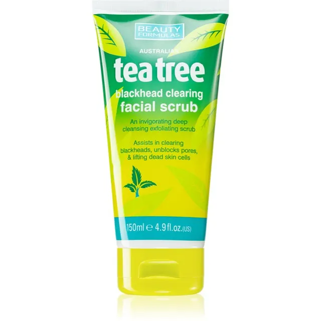 Beauty Formulas Tea Tree Kooriv näopuhastaja probleemsele nahale 150 ml
