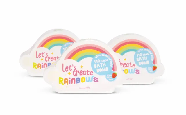 Casuelle Rainbow Bath Bomb with Rainbow Swirl