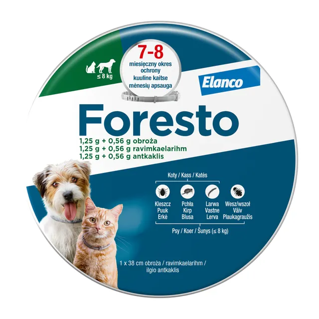 FORESTO RAVIMKAELARIHM 1,25G+0,56G/12,5G (38CM) N1 (KASS/KOER ≤8KG)