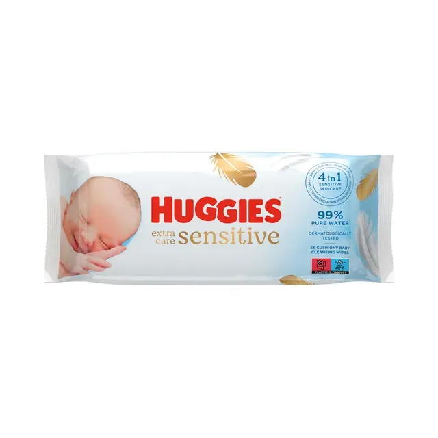 Niisked salvrätikud Extra Care Sensitive, HUGGIES, 56 tk