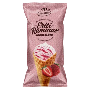 Maasika-koorejäätis maasikatoormoosiga, ERITI RAMMUS, 110 g