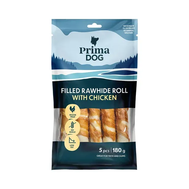 Täiendsööt. Närimisrull kanalihaga 13cm, 5tk, PRIMADOG, 180g