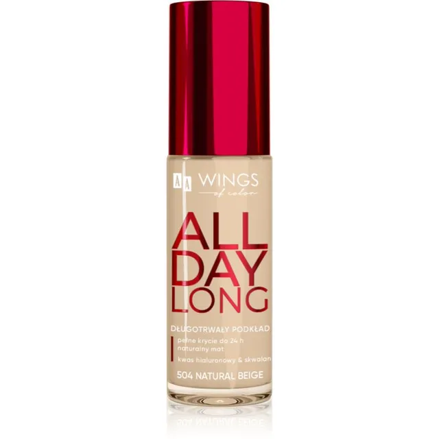 AA Wings of Color All Day Long Long Lasting Foundation Kauapüsiv jumestuskreem varjund 504 Natural Beige 30 ml