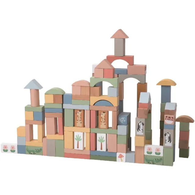 2Kids Toys Safari Animal Blocks aktiveeriv mänguasi puidust 12m+ 120 tk