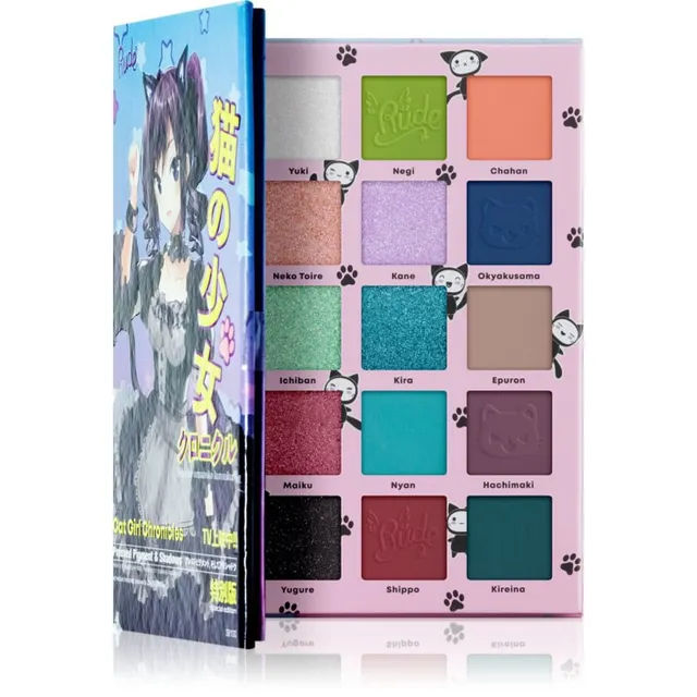 Rude Cosmetics Manga Collection Pigments & Shadows Palette Lauvärvipalett varjund Cat Girl Chronicles 22 g