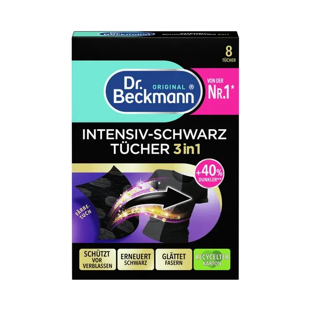 Värvi- ja kangakiudude värskendaja tumedale pesule 3in1 , DR.BECKMANN, 8 tk