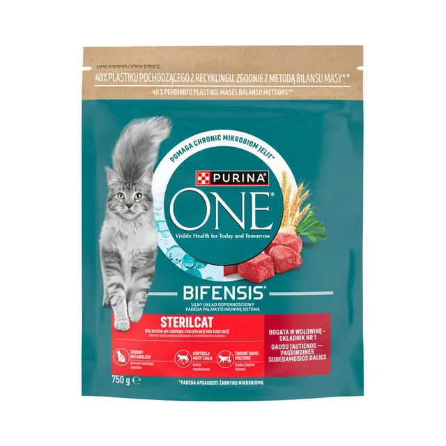 Kuiv kassitoit Sterilcat täissööt täiskasvanud kassidele veisega, PURINA ONE, 750 g