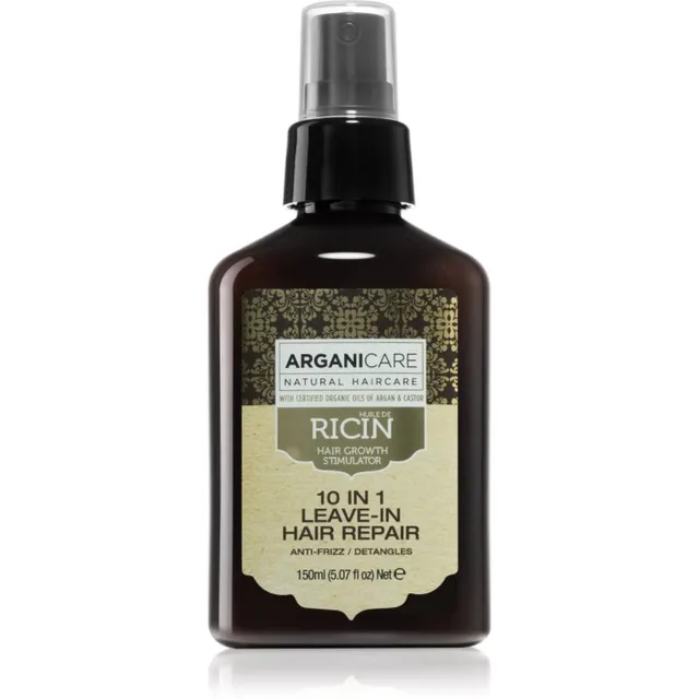 Arganicare Ricin 10 In 1 Leave-In Hair Repair Kümme-ühes juuksehooldus toitmiseks ja sära andmiseks 150 ml