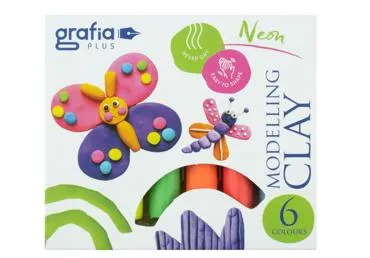 Plastiliin GRAFIA PLUS 6 neoonvärvi