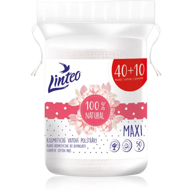 Linteo Natural Cotton Pads Meigieemalduspadjad Maxi 40 + 10ks 50 tk