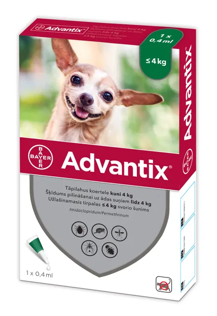 ADVANTIX TÄPILAHUS KOER 500MG+100MG/ML 0.4-4KG N1